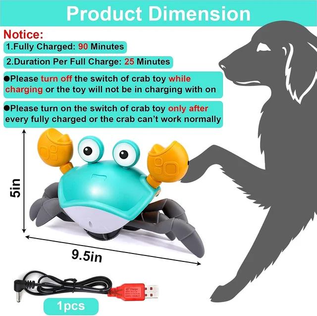 Dog Entertainment Toy Electric Pet Toy for Dogs Cats Crawling Crab Toy Fun  Music Lights Sensor Escape Educational for Pets - AliExpress