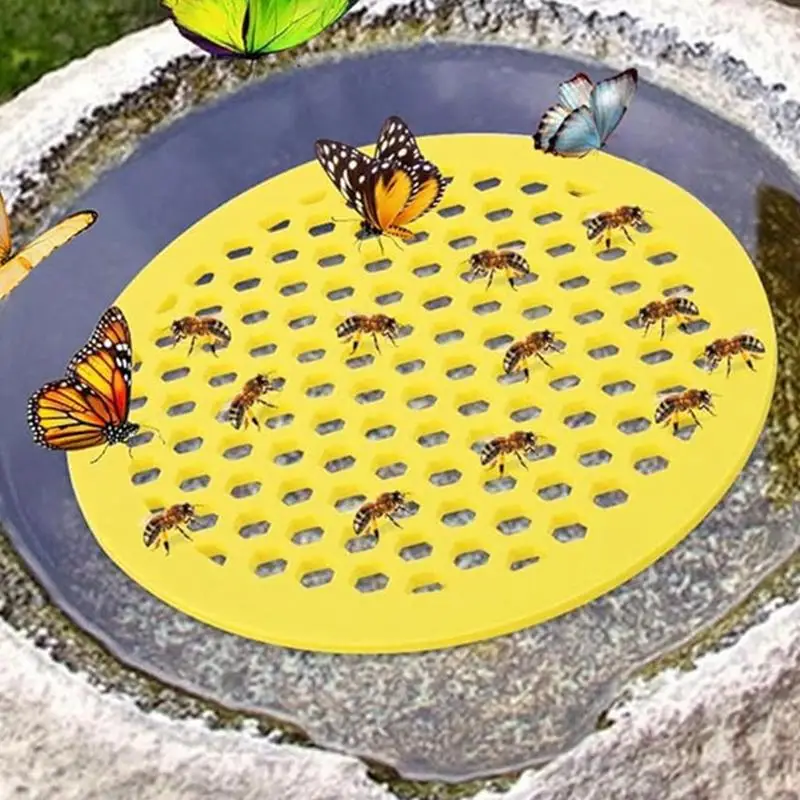 1pcs Yellow Floating Bee Island Tray Butterfly and Bee Water Feeder for Garden Pond Decoration, Bee Insect Drinking Tray