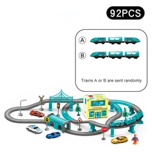  DIY Rail Car Children Toys Puzzle Assembled Railway Track Building Block Track Magnetic Train Set Christmas Gift Toy for Boy 