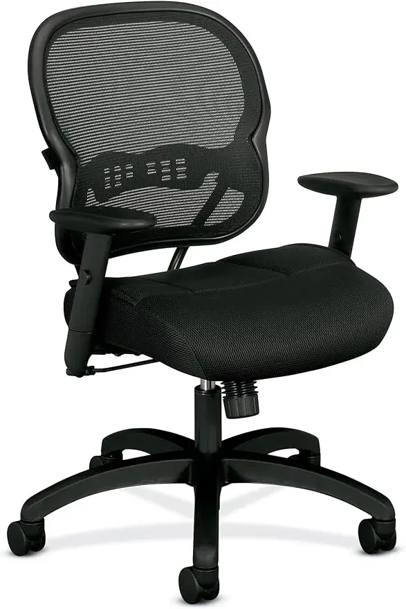 

Офисное кресло со средней спинкой, эргономичное компьютерное кресло-регулируемые подлокотники, поддержка поясницы
