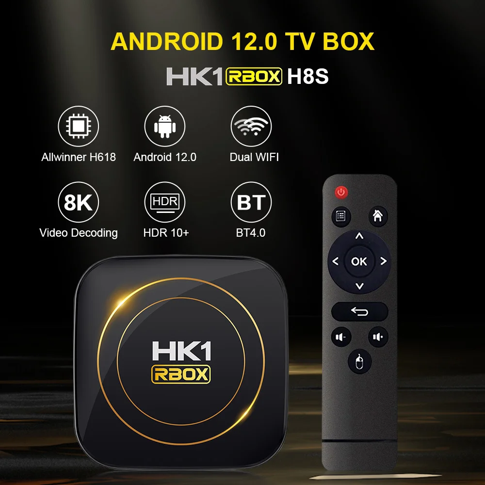 Woopker 8K TV Box Android 12 HK1 RBOX H8S Allwinner H618 Support 2.4G 5G Dual Wifi HDR10 Media Player 4GB 64GB Fast Smart tvbox