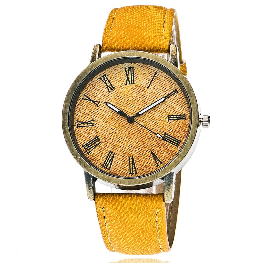 Retro style leather Roman scale quartz women casual watch 3