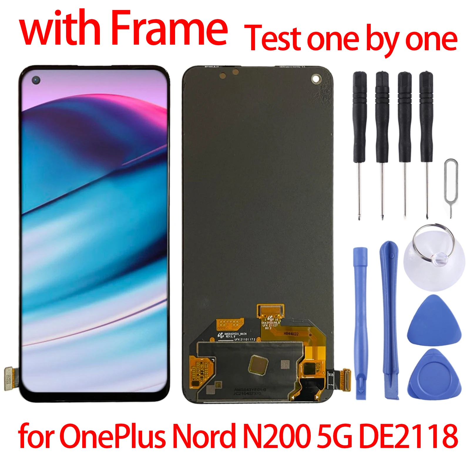 for OnePlus Nord N200 5G DE2118 LCD Screen and Digitizer Full Assembly with Frame for OnePlus Nord N200 5G DE2118