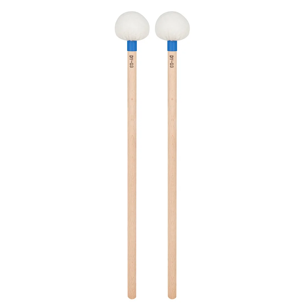2pcs Drumsticks Felt Sticks Percussion Drumsticks Wooden Handle Felt Drum Mallet Sticks Percussion Instrument Supply