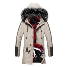 

Winter Long Parkas Men Cotton Brand Clothing Fashion Casual Slim Thick Warm Mens Coats Fur Hooded Overcoats Male Clothes AUSO