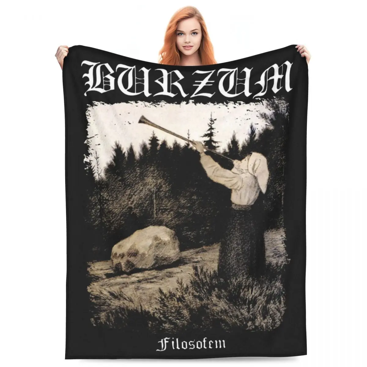 Burzum Blow The Trumpet Blanket Fleece Autumn/Winter Multi-function Soft Throw Blanket for Home Outdoor Bedspread 6