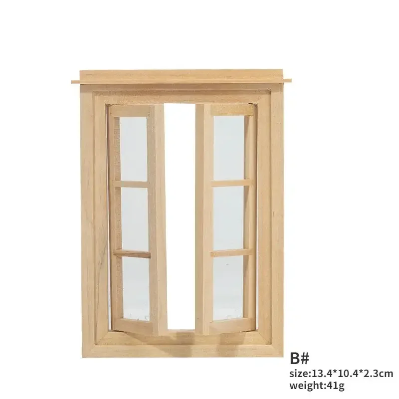 1pcs 1:12 Dollhouse DIY Door Windows Furniture  Miniatures  Wooden   Accessories Pretend Play Toy for Kids 4