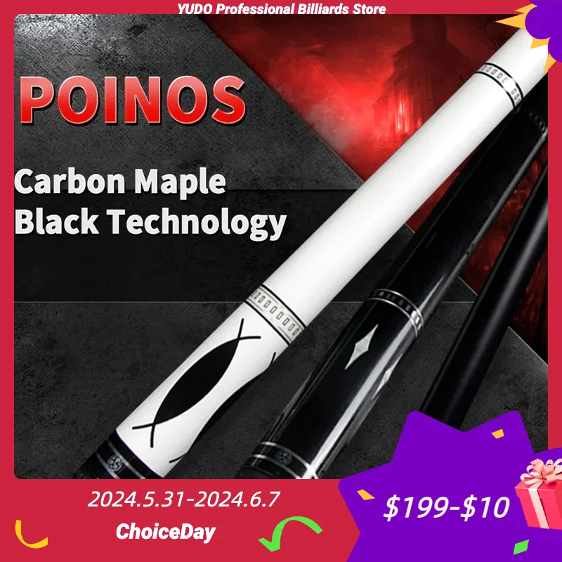 

Poinos Pool Cue 10.8/11.8/13mm Rainbow Tip Bullet Joint Carbon Fiber Pool Cue Stick Maple Shaft Black Technology Billiards Kit