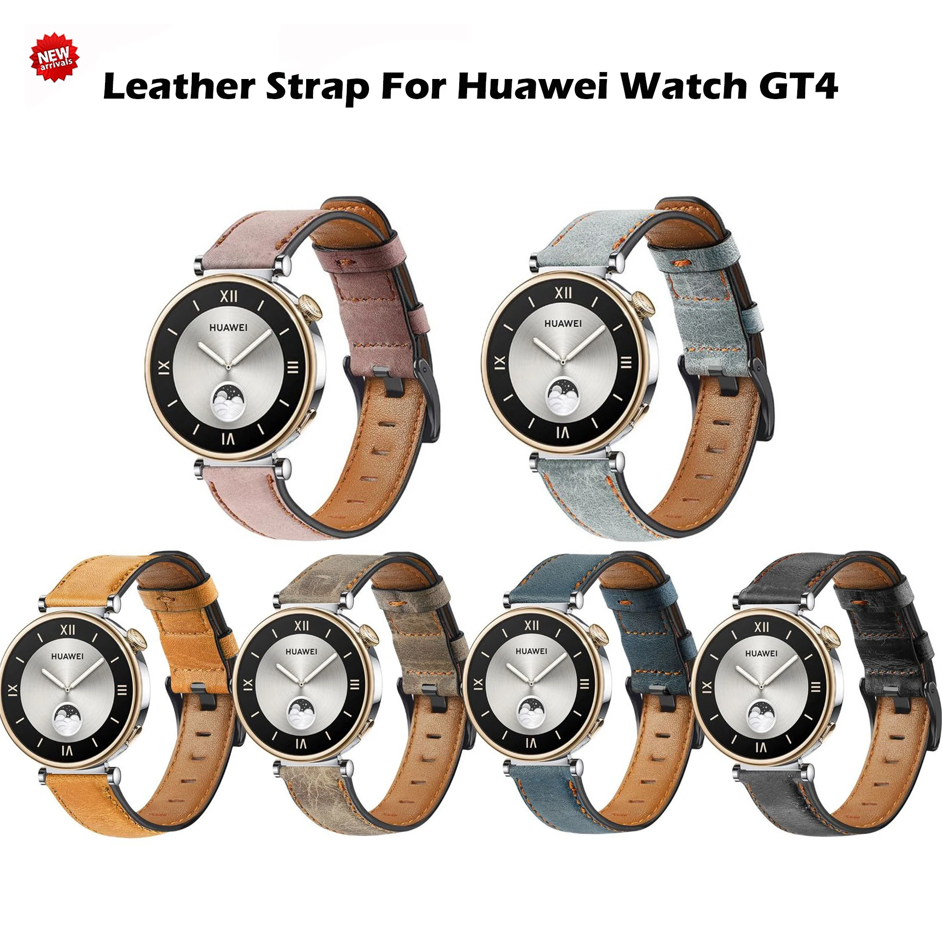 

Ремешок кожаный для Huawei Watch GT4, браслет для смарт-часов Huawei GT4 3 2 46 мм GT2e GT2 3Pro, 18 мм 22 мм