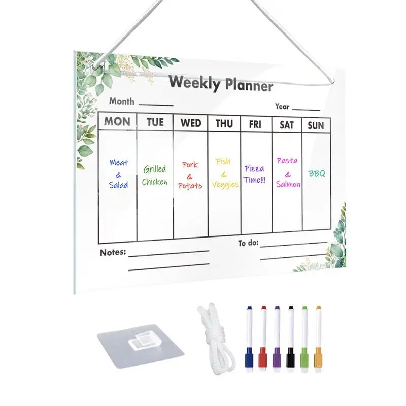 

Week Dry Erase Board Meal Planner Weekly Calendar Acrylic Planning Board With 6 Markers Note Board Set For List Planning Memo