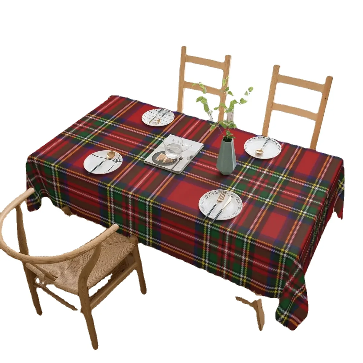 

Rectangular Waterproof Oil-Proof Modern Classic Red Tartan Tablecloth Table Covers 45"-50" Fit Fashion Plaid Check Table Cloth