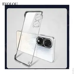 Enhanced Plating Frameless Transparent Hard Cover with Camera Protect Ring - Ultra Thin and Clear Design for honor 80SE (Silver)