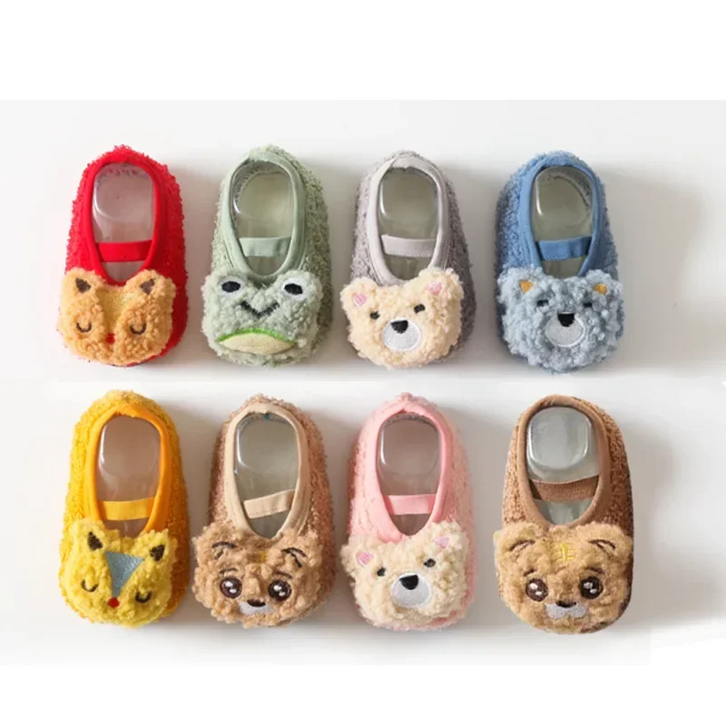 24 Autumn Winter Cartoon Baby Prewalker Socks Antiskid Children Indoor Slipper Socks Soft-soled Infant Cute First Walkers Shoes 3