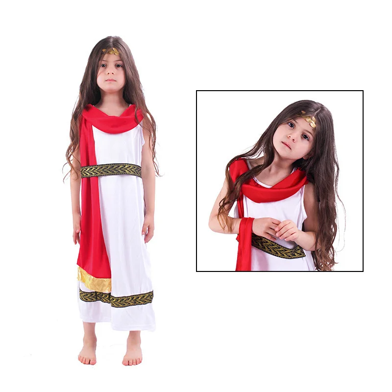Bambini Bambino Romano Grecian Greco Athena Dea Costume Cosplay Per Ragazze Fantasia Infantil Halloween Purim Mardi Gras Vestito Da Partito