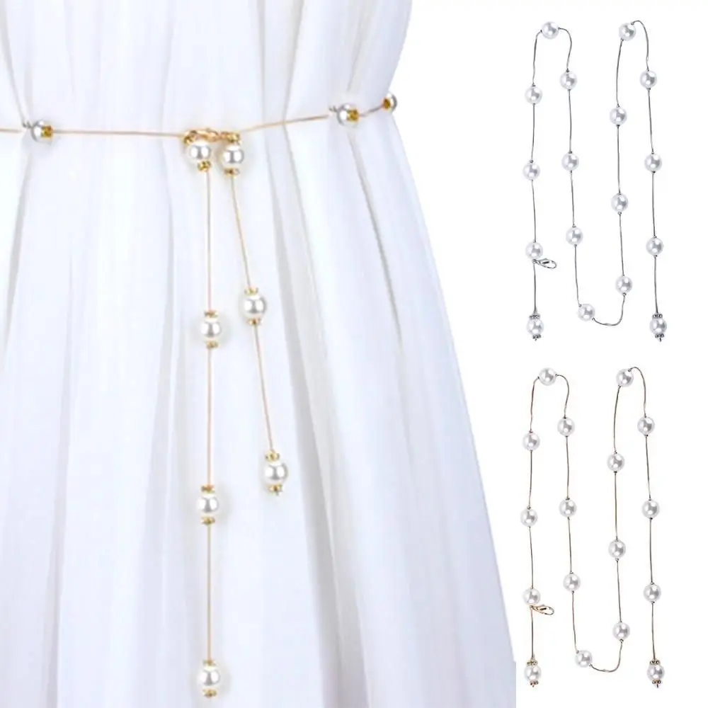 

Simple Exquisite Female Metal buckle Alloy Waistband Belt accessories Waist Chain Pearl Waist Belt