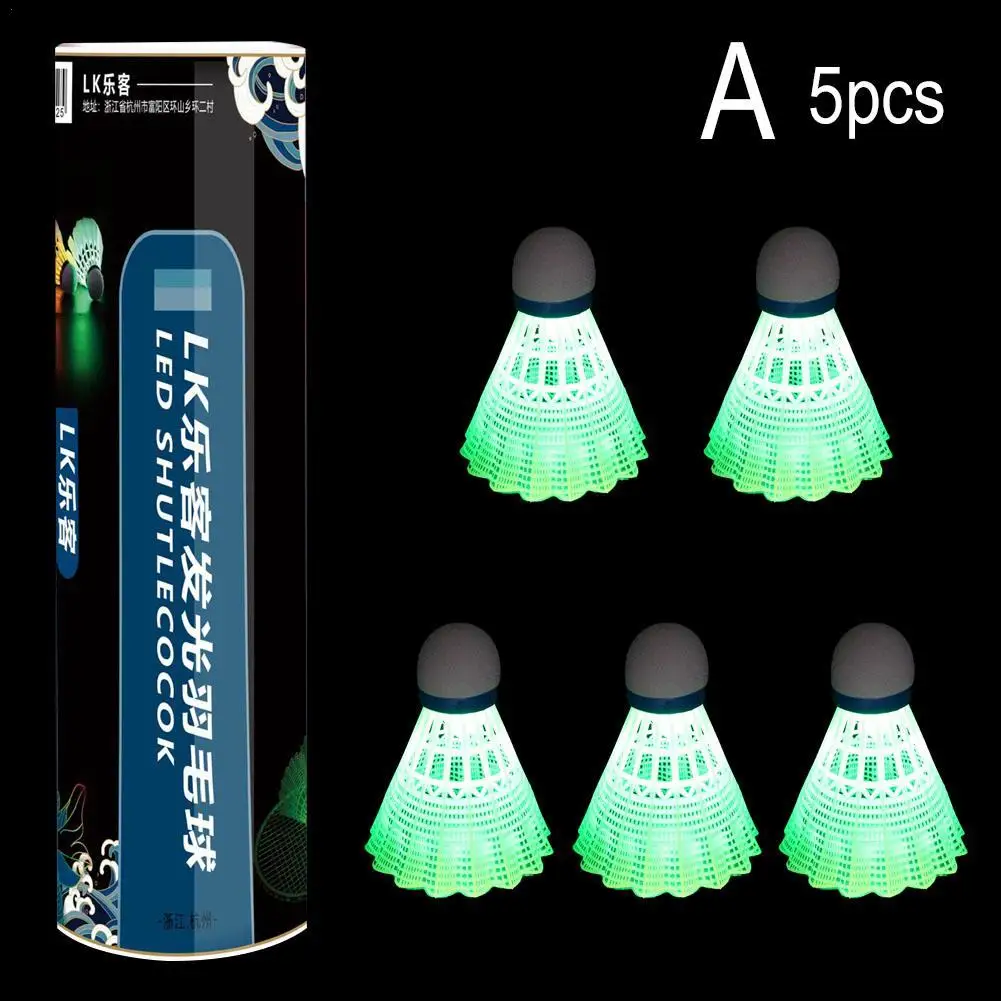 

5pcs Luminous Badminton Balls With LED Lights Lightweight Outdoor Badminton Sports Night Training Ball