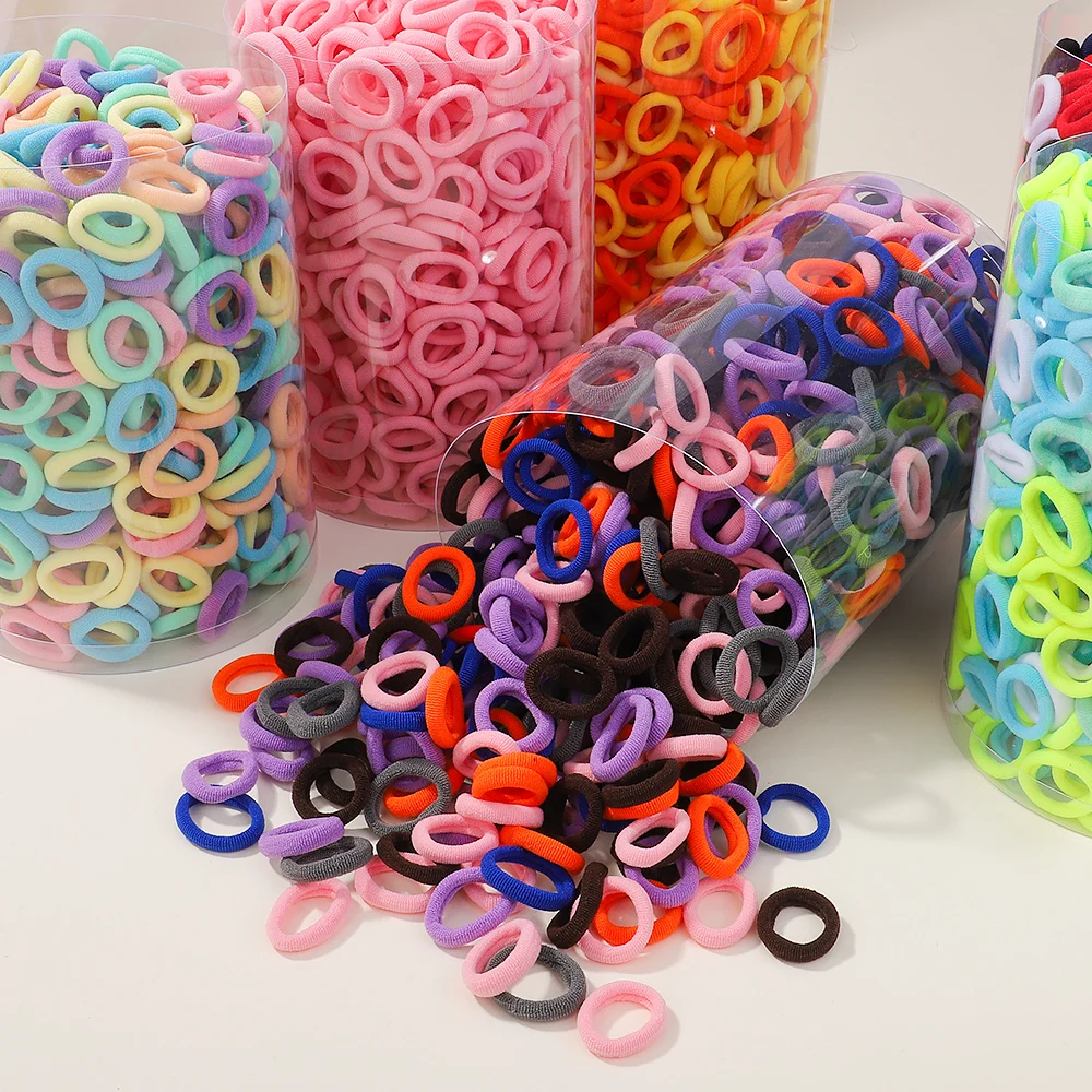 50Pcs Colorful Nylon Ealstic Hair Ties Girls Ponytail Hold Scrunchie Rubber Band Kid Fashion Baby Hair Accessories wholesale 20 50pcs kids elastic hair bands girls sweets scrunchie rubber band for children hair ties clips headband baby hair accessories