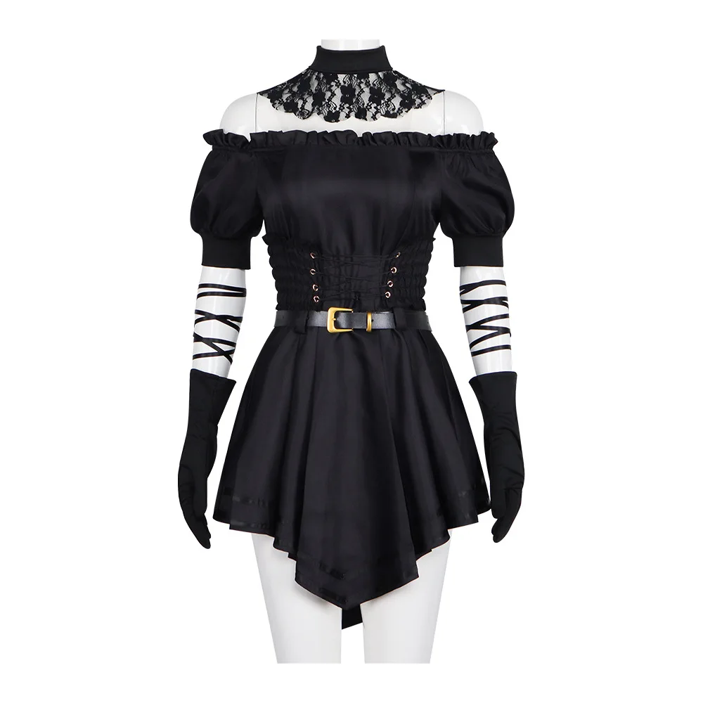 Akokvlar Black Costume Dress Set For Girls - Includes Wig, Belt, Earrings, Socks, Dress-Up & Cosplay