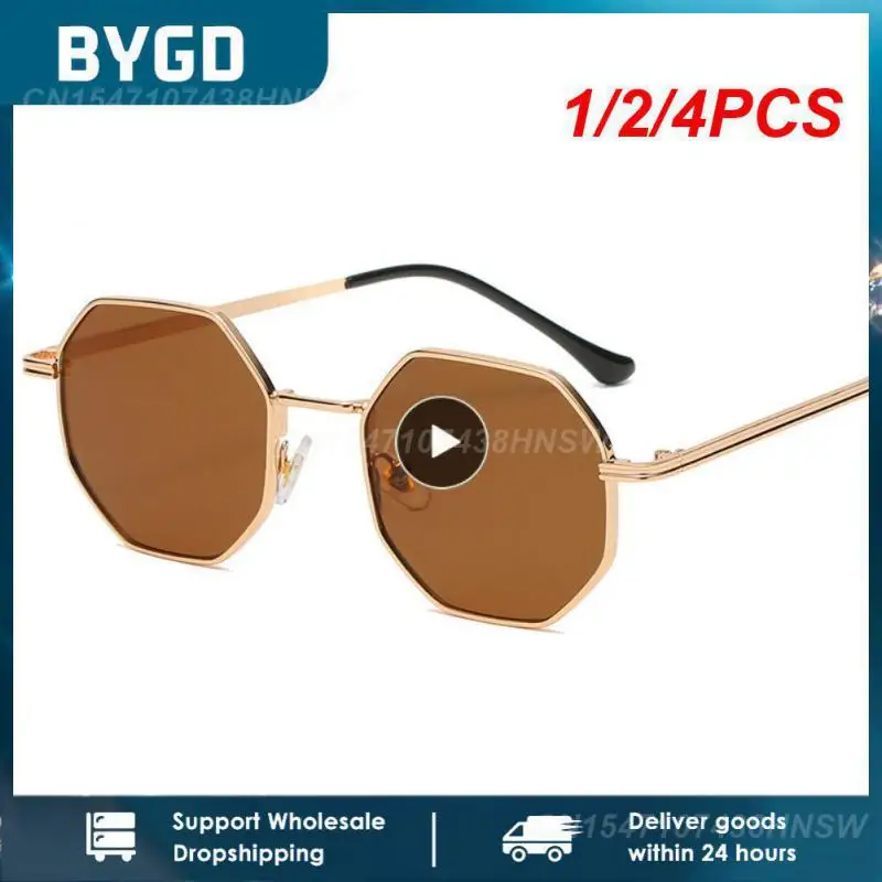 

1/2/4PCS Small Square Sunglasses for Men Women Polygon Mirrored Lens Sun Glasses Driving Eyewear Fashion Metal Frame Glasses