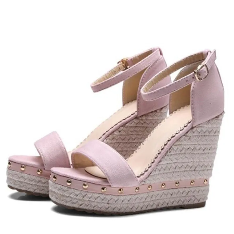 

Women Sandals Summer 2023 Platform Sandals High Heels Shoes Ankle Strap Ladies Sandals Rivet Casual Footwear Pink Black