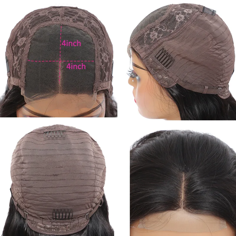 4*4 Lace Frontal Bob Wigs for Black Women Side Part Black Human Hair Lace Wig for Afro African Short Straight Women&lsquo;s Hair