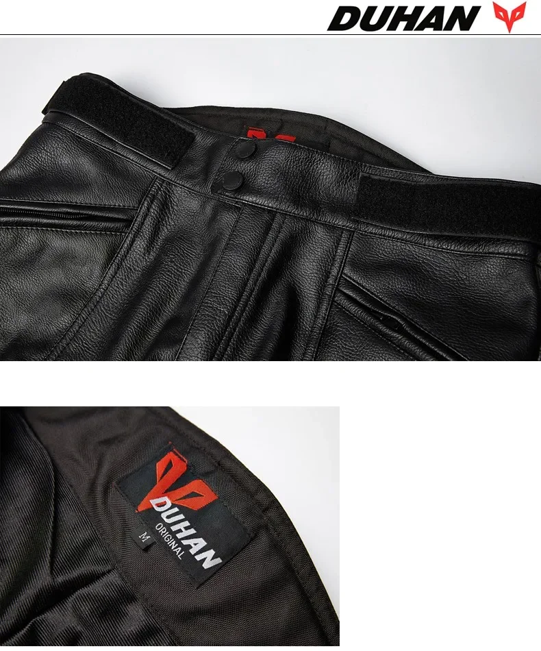 DUHAN PU Motorcycle Pants Motorcycle Riding Pants Men's Wind Proof Four Seasons Anti Fall Leather Racing Trousers
