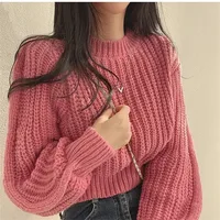Loose Vintage Harajuku Lantern Long Sleeve Women Sweater Korean Autumn Winter Knitwear Soft Warm Tops Chic Solid Femme Sweater - Image 5