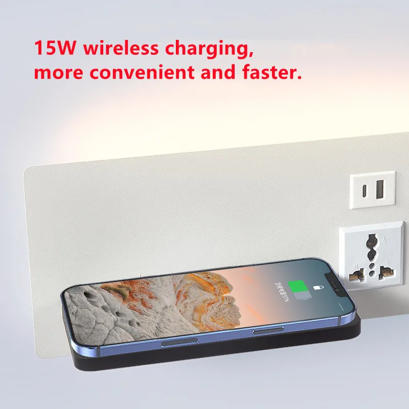 USB Wall Lamp Living Room Reading Wall Light Bedroom Creative Bedside Lamp Wireless Charging Store Indoor Bedside HotelLamp