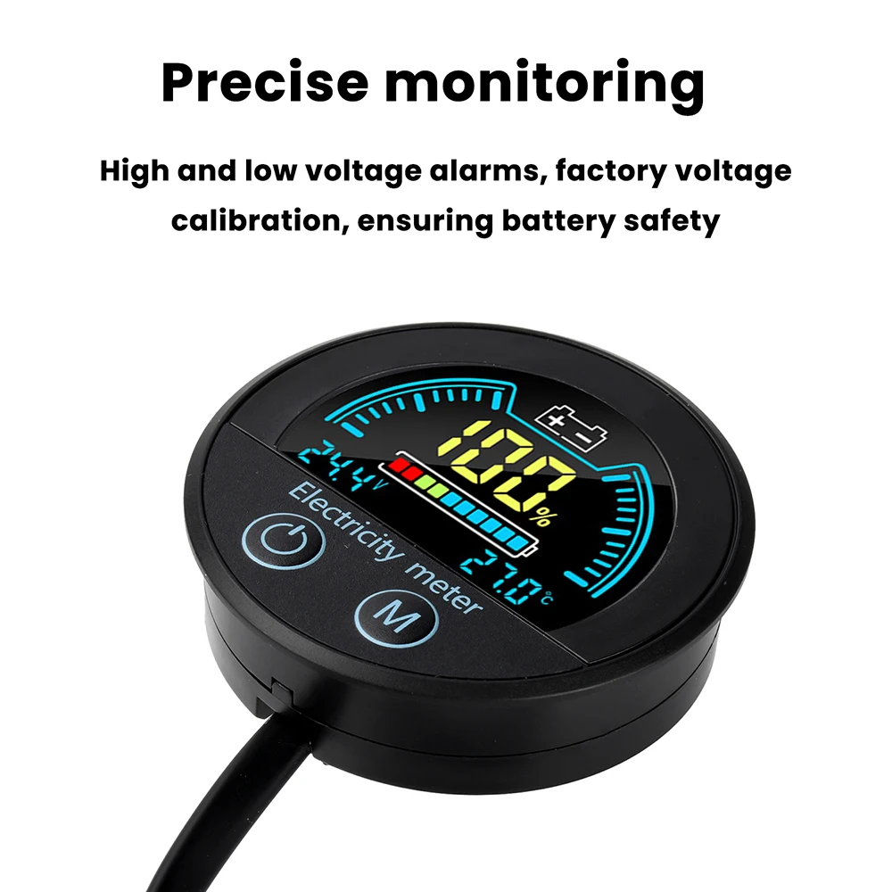 DC 7-100V 디지털 전압 충전 표시기 방수 원형 2선식 DC 전압계 다양한 배터리 유형과 호환 가능