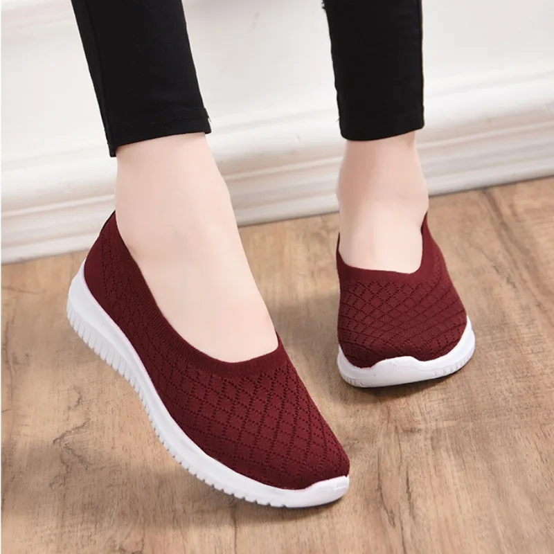 Ladies Summer Comfortable Plus Size Ladies Mesh BreathableSports  Socks Ladies Light Casual Sports Shoes Flat Ladies Loafers 4