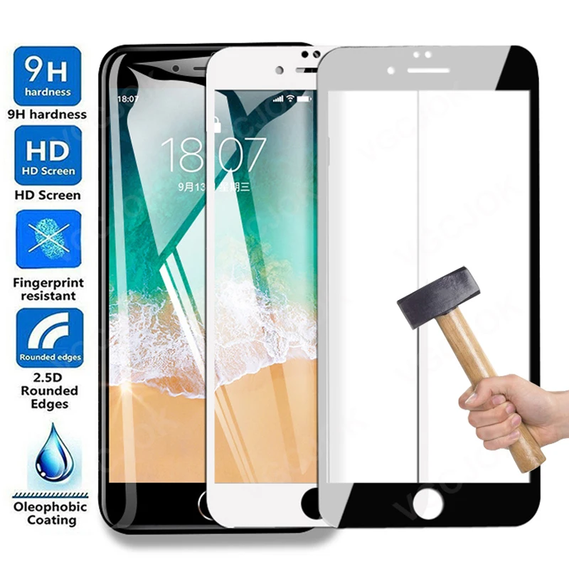 Vetro Protettivo 9D Full Cover Per Apple Iphone 7 8 6 6S Plus Pellicola Proteggi Schermo Temperato Iphone 5 5S 5C X Se 2016 2020 Pellicola Vetro