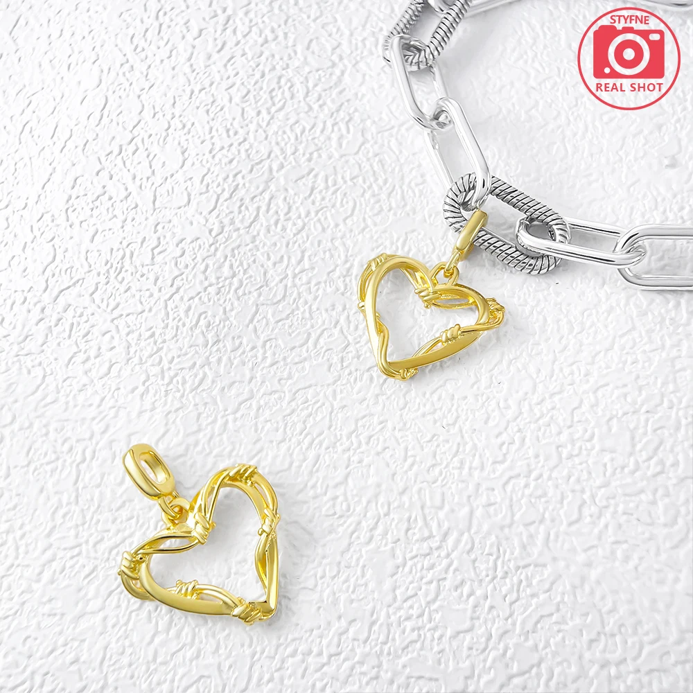 2025 Collection of Valentine's Day Gift Brand ME Wire Heart Medallion Dangle Charm Fit Women's Original Bracelets and Ne 6