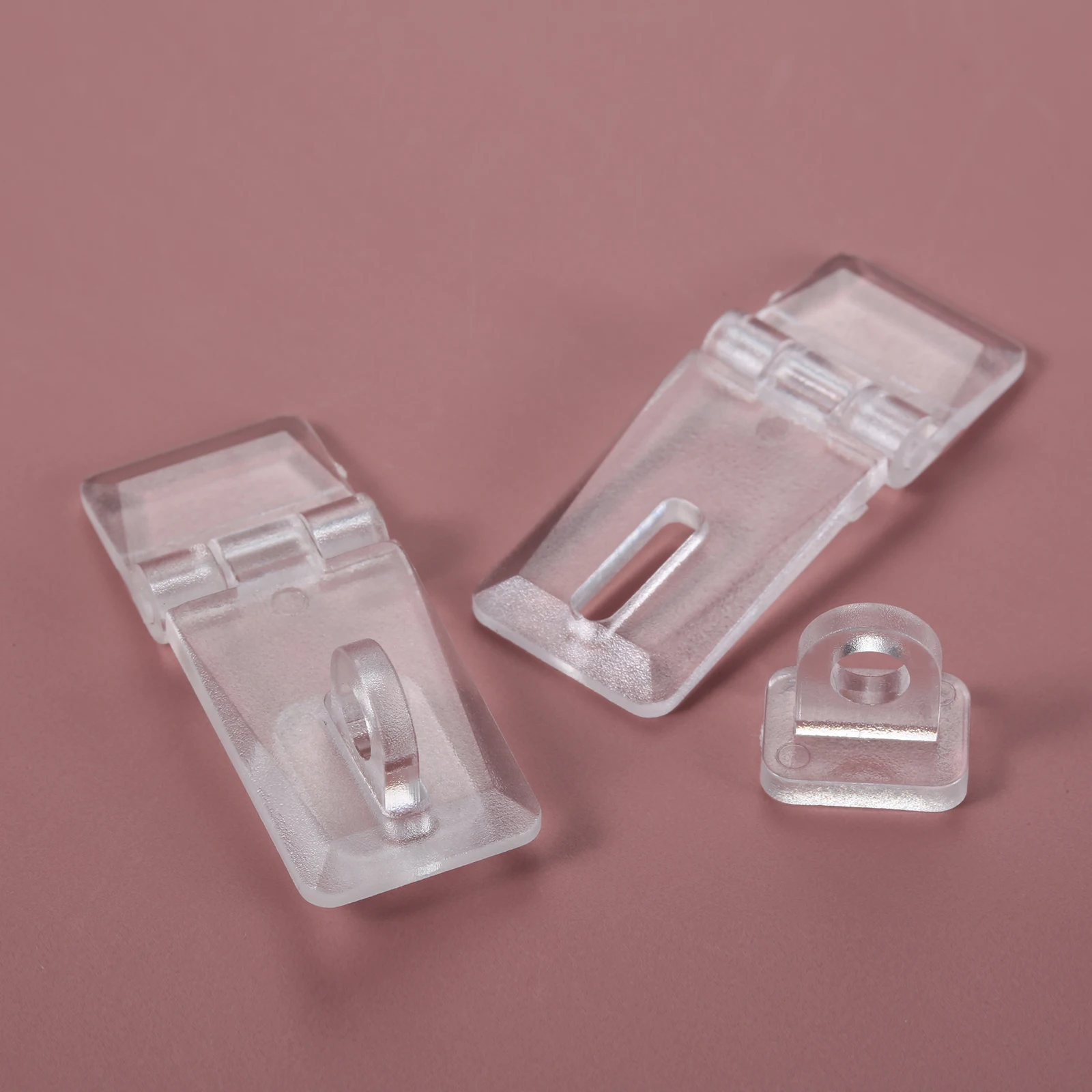 2 Sets Transparent Acrylic Hinge Hasps Lock Jewelry Box Suitcase Mini Doors Cabinet Latch Clear Clasp Buckles 41*16mm