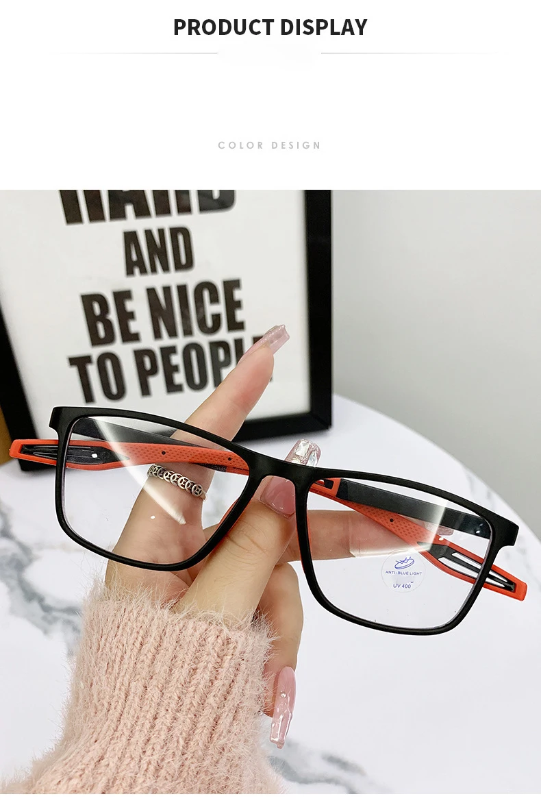 Neue Zwei Farbe Eyeframe Sport Stil Anti Blaues Licht Gläser Trendy männer Und frauen Mode Myopie Gläser TR004 – Detail 7