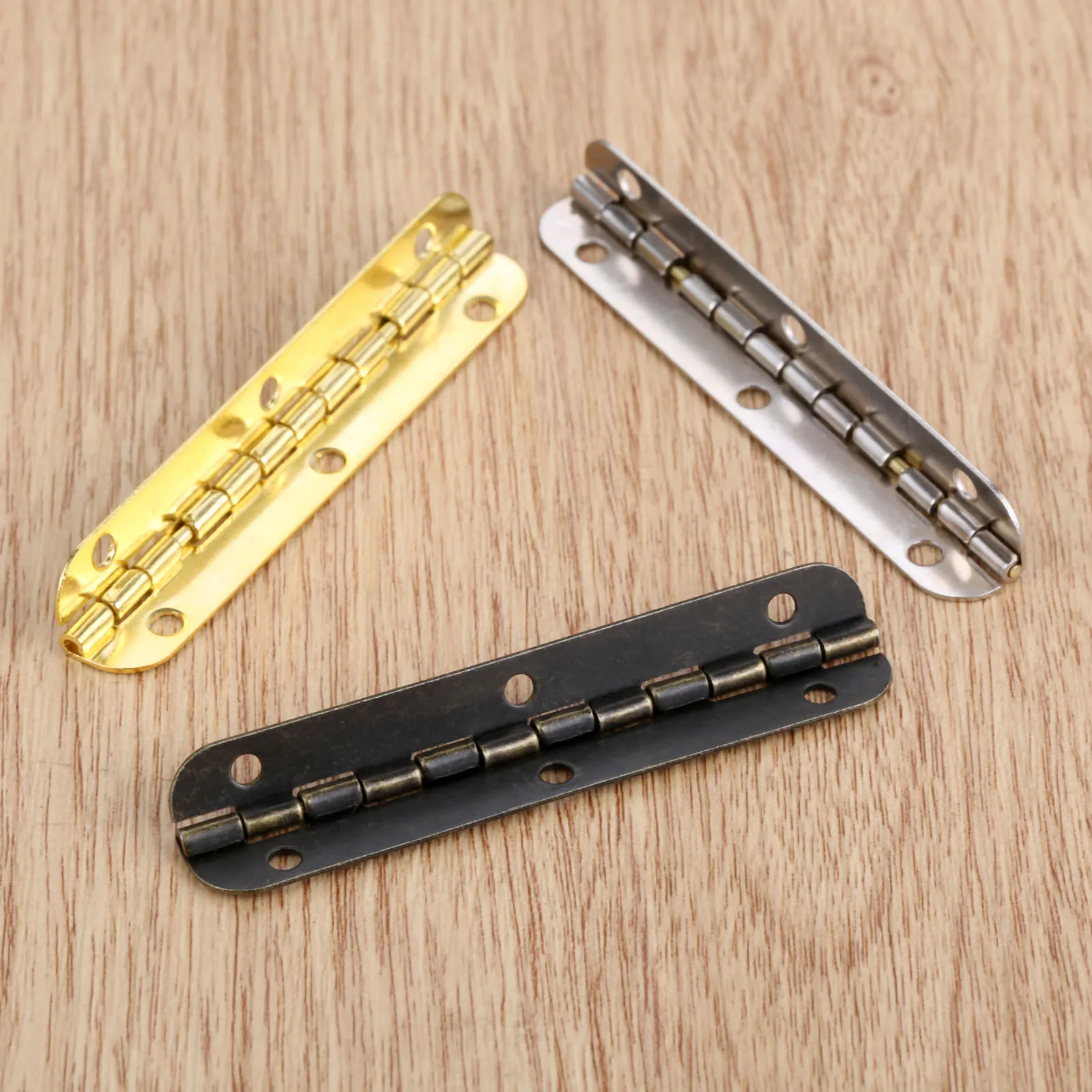Hinges + 24 screw Rounded Long 6 Holes Silver/Antique bronze/Gold 65*15mm Retro Decor Chest Wood Jewelry Box 90/180 Degree 4pcs