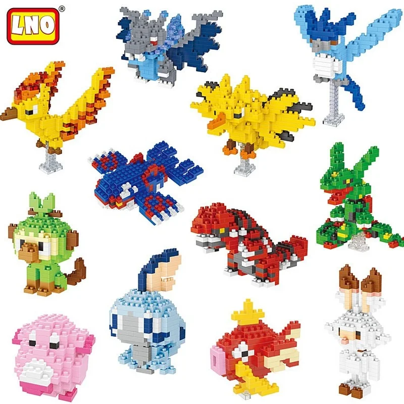 Pokemon Cartoon Building Blocks Anime Characters Groudon Kyogre Rayquaza Mini Action Figure Educational Game Toy Kids Gift