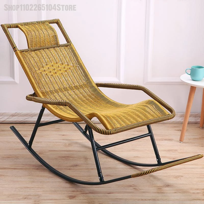 Silla de mimbre para patio, mecedora de mimbre para exteriores, silla de ocio para siesta, sofá perezoso para silla fácil y fresca para almuerzo| | - AliExpress