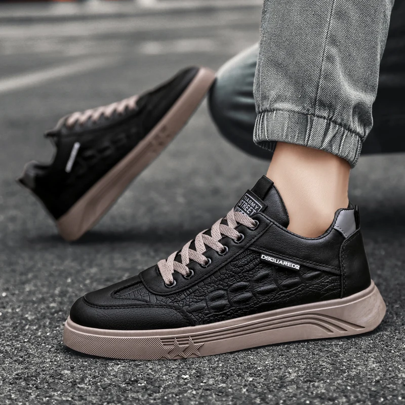 Autumn New Casual Shoes Men's Sneakers Men's Shoes Men's Shoes Soft Sole Sports Crocodile Pattern Board Shoes 4
