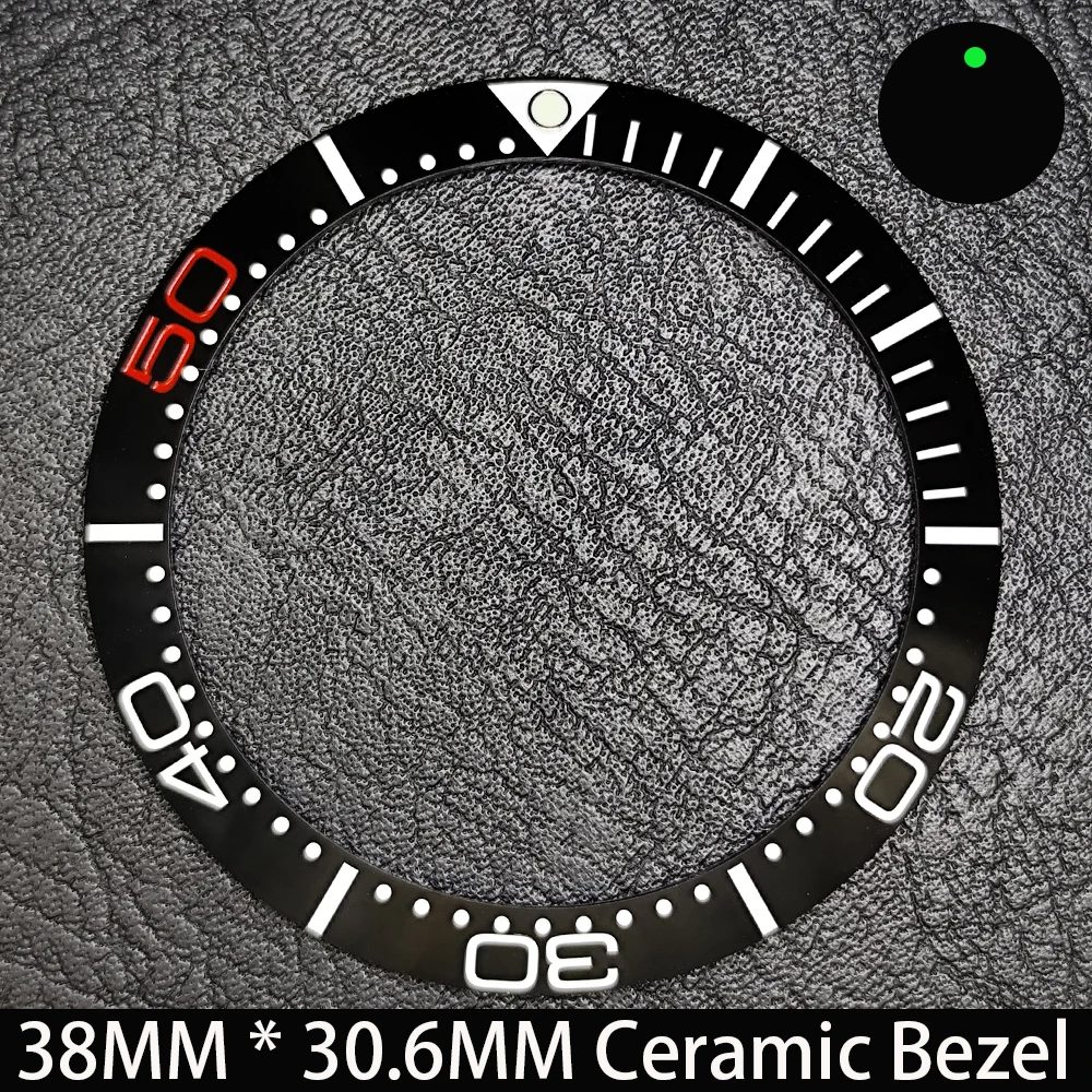Elegant Blue Luminous Bezel GMT and Diving Watch Insert, Sloping 38mm x 30.6mm Ceramic/Aluminum
