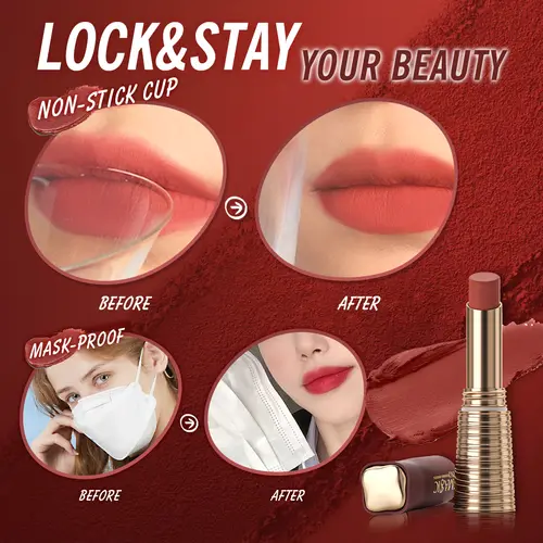 IMAGIC Lipstick Matte Long Lasting  No-stick Lipstick Waterproof Makeup Lip Stick Smudge-free Classic Highly Pigmented Lip Tint - Image 5