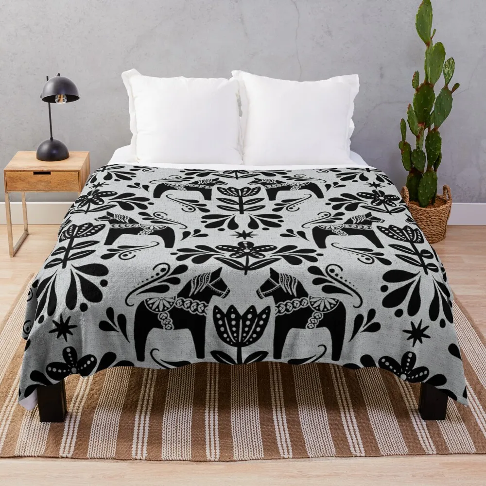 

Одеяло с изображением лошади дала в фольклорном стиле, Черное и серое, забавный подарок, мягкое искусственное роскошное Брендовое теплое декоративное одеяло для диванов