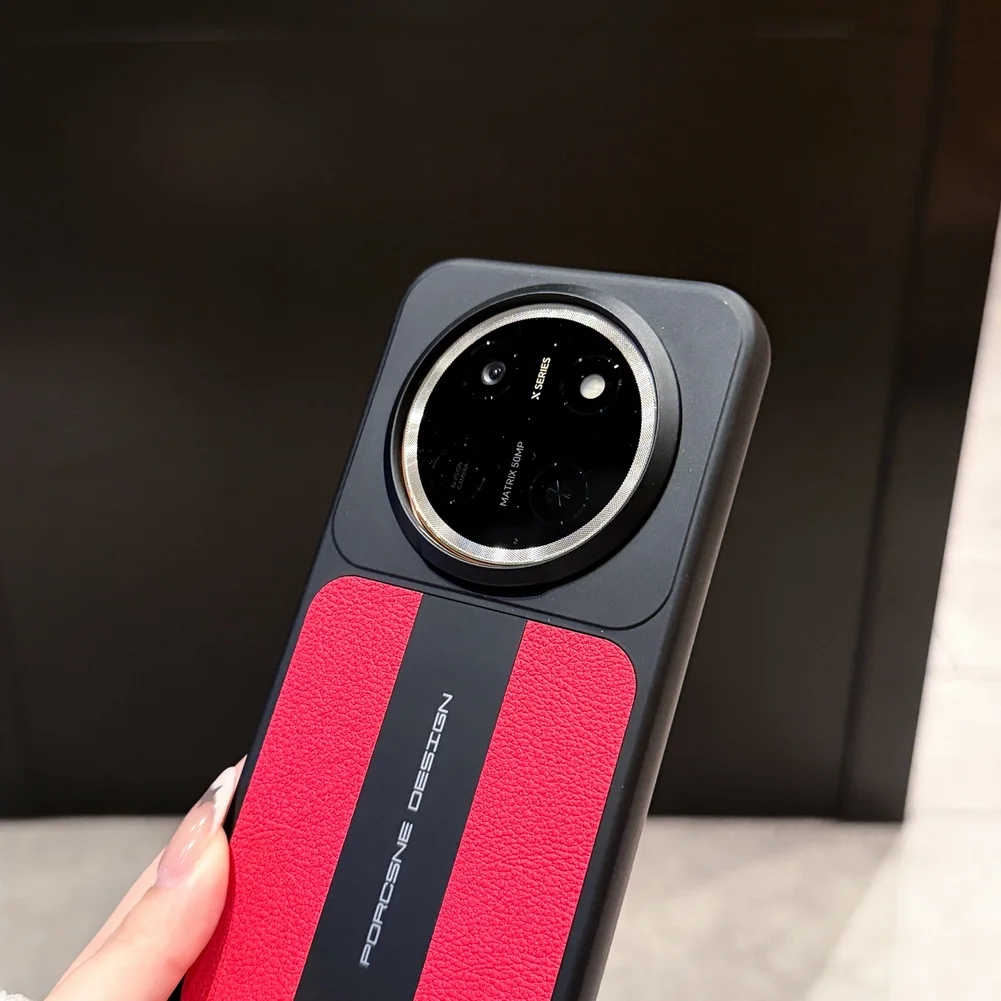Luxurious Sports Car Design Leather Case with Raised Camera Protective Cover