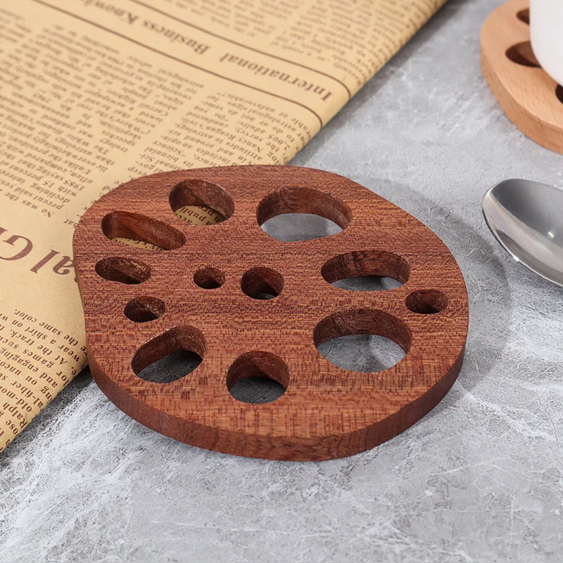 

Home Solid Wood Coaster Creative Patent Lotus Root Pad Wooden Japanese Thermal Insulation Anti Scald Tea Cup Coffee Cup Coaster