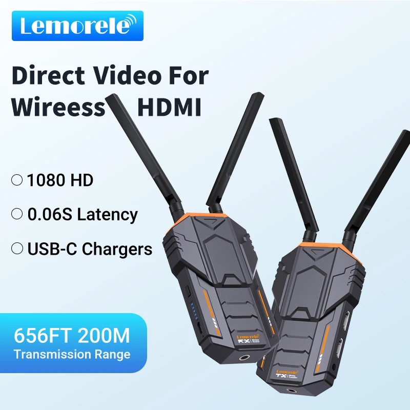 Lemorele Wireless Extender Kit 200M 5.8Ghz Wireless Hdmi Trasmettitore E Ricevitore Hdmi Extender Video Per Dslr Camera Laptop Pc