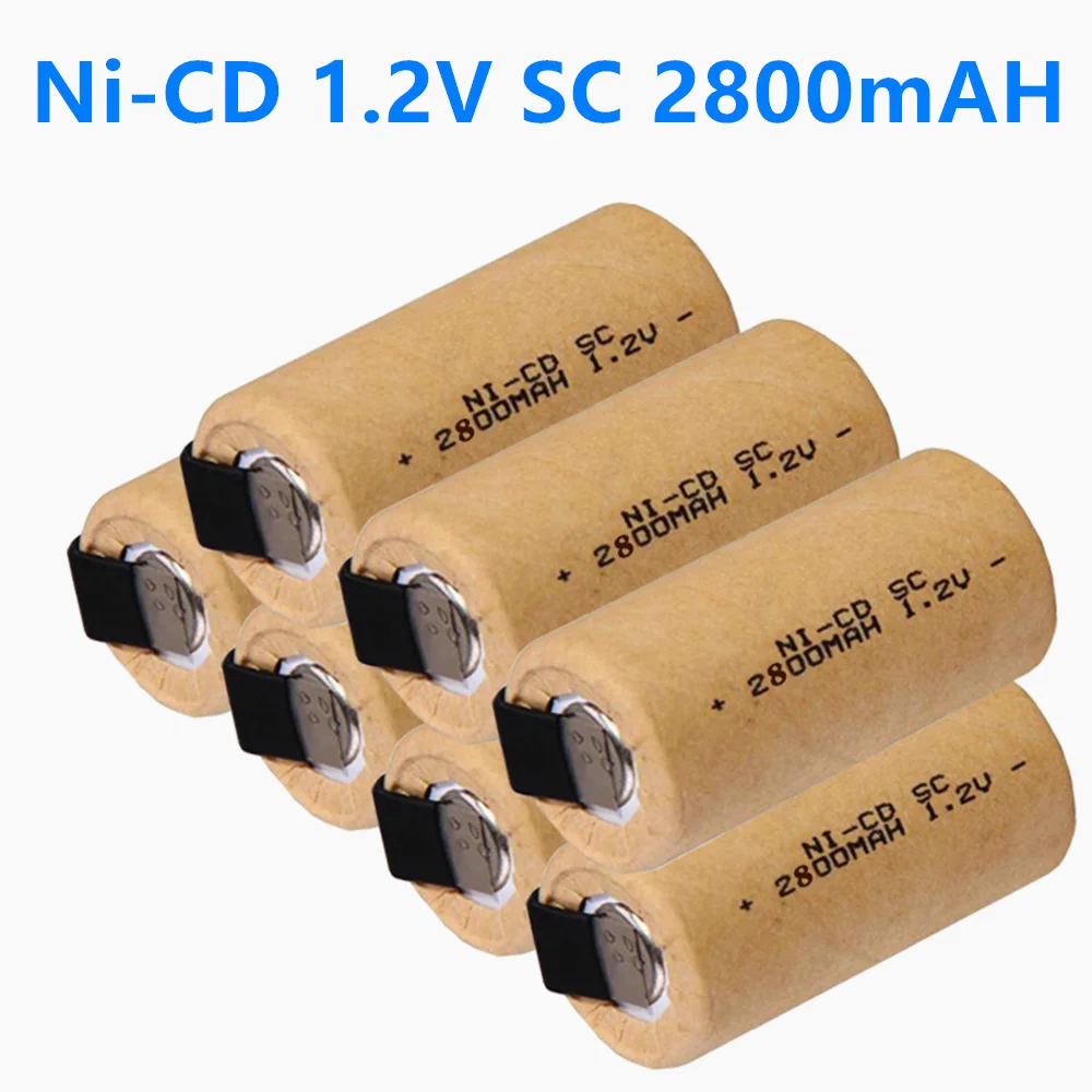 

Original Screwdriver Electric Drill SC Batteries 1.2V 2800mah SC Ni-Cd Rechargeable Battey with Tab Power Tool NiCd SUBC Cells