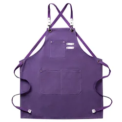 Stylish Unisex Canvas Kitchen Apron - OneSize (Purple)