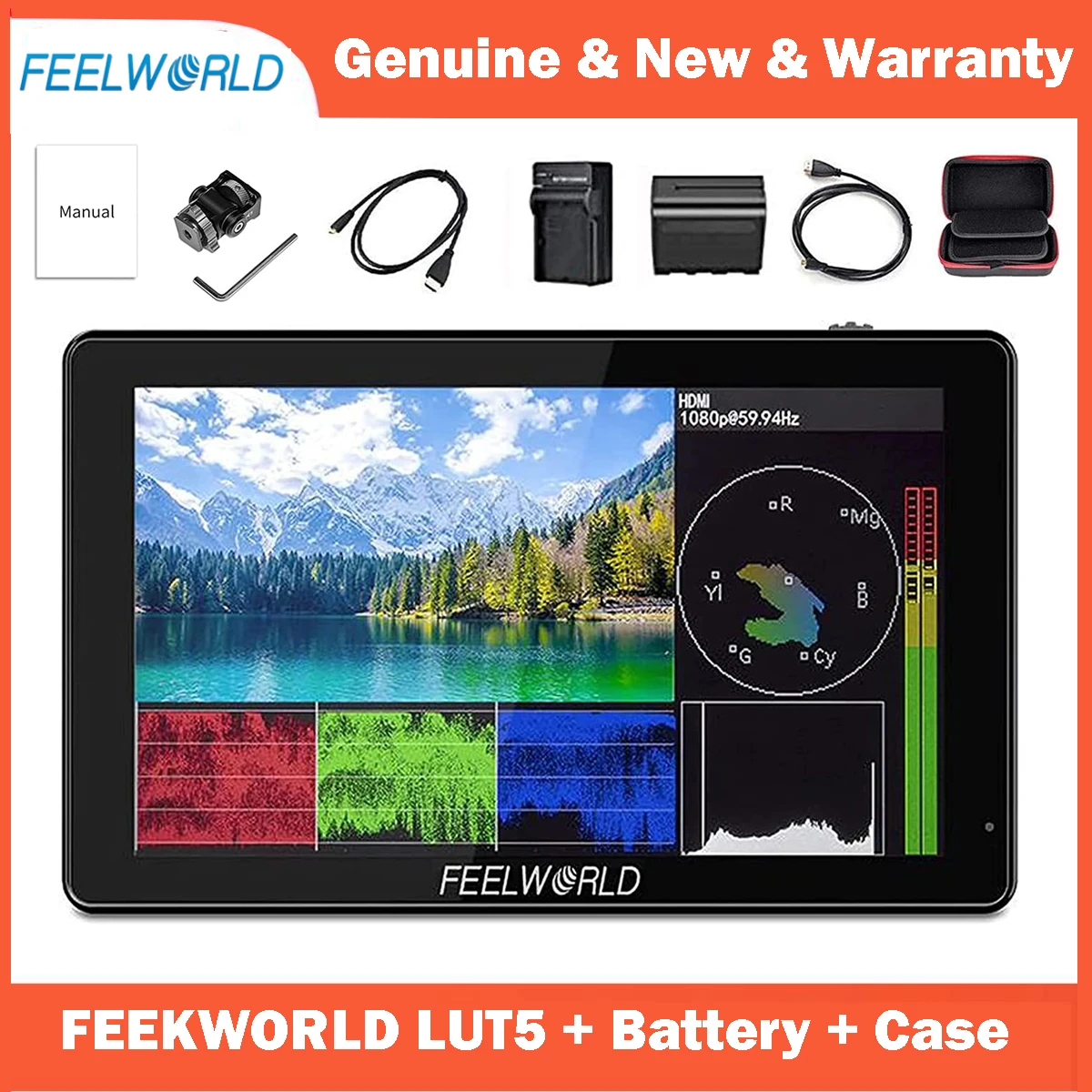 FEELWORLD LUT5カメラモニターバッテリー2個 Amazon | Feelworld LUT5 カメラ撮影モニターバッテリー付き,5.5