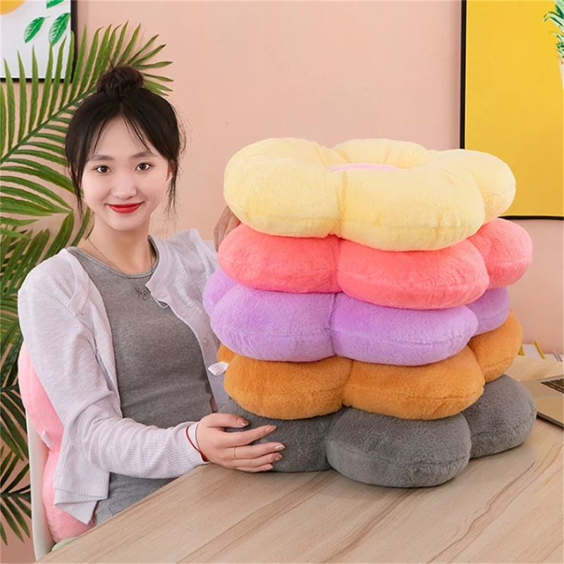 Set 2 Cuscini Da Seduta A Forma Di Margherita 40 Cm - Morbido Peluche Rosa E Giallo, Per Auto, Divano, Camera E Ufficio - 3