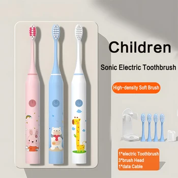 어린이 소닉 전동 칫솔, 방수 충전식, 스마트 타이밍, 부드러운 소닉 브러시