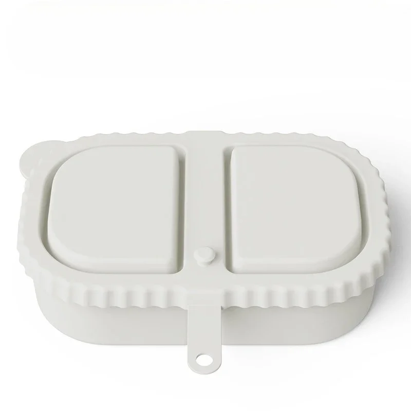 1-5PCS Portable Silicone Double Compartment Seasoning Box, Sauce Box, Lid, Silicone Snack Box, Household Outdoor Small Tool